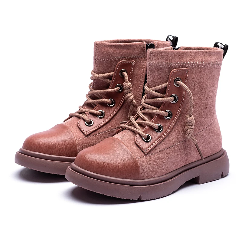 

SKHEK Boys Girls Boots Children's Winter Boots Shoes Waterproof Martin Boot Ankle For Kids Female Snow Fur Pink Black