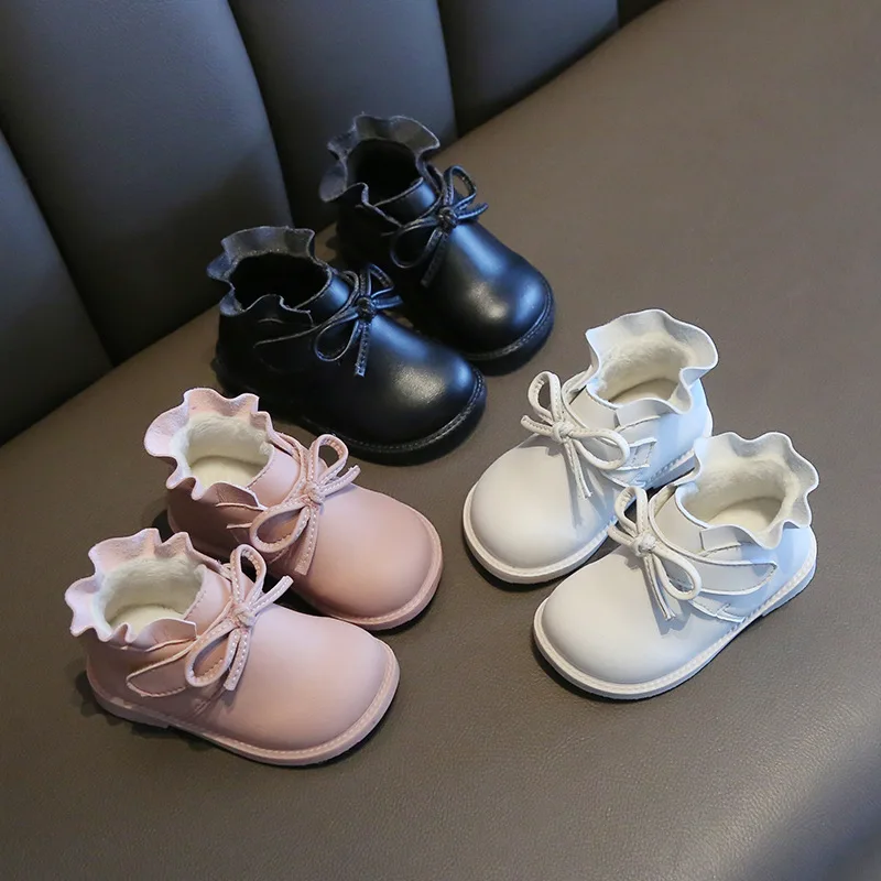 

2019 Winter Baby Girls Boots Infant Snow Boots Lace Non-slip Soft Bottom Warm Outdoor Baby Toddler Boots Kids Plush Cotton Shoes