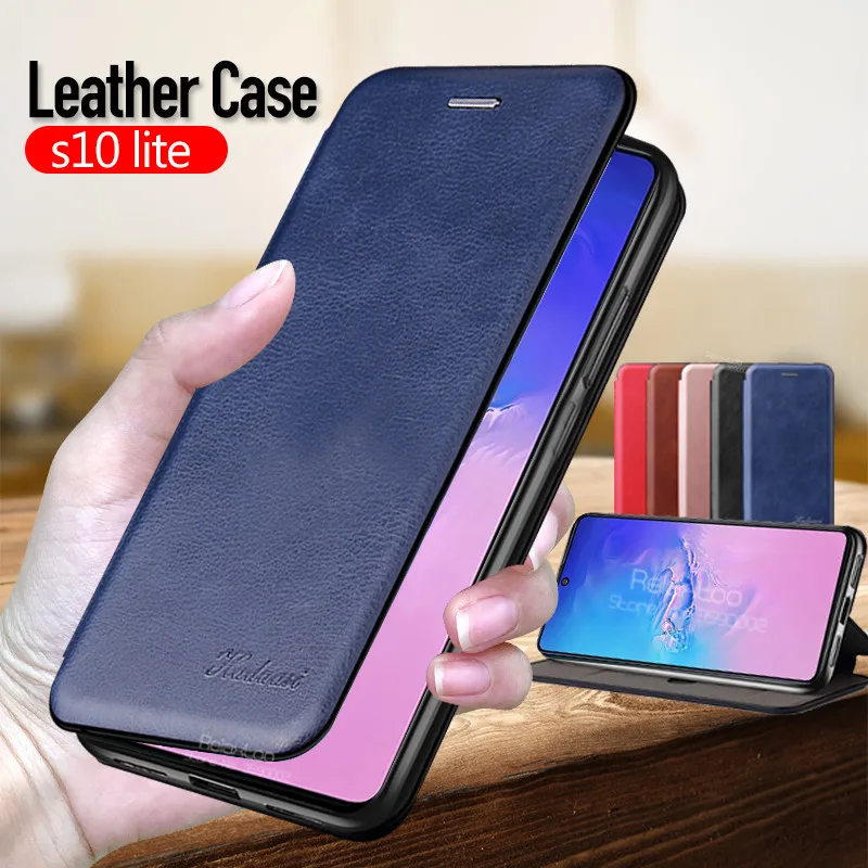 Магнитный кожаный чехол книжка для samsung galaxy s10 lite light s10lite телефона с подставкой и