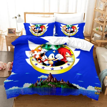 

3D Bedding Set 3D Print Design Duvet Cover Sets King Queen Twin Size Dropshipping Boy gife Sonic Single Double Full size