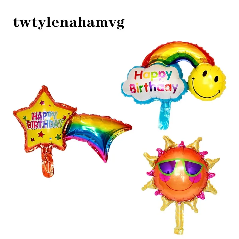 HAPPY BIYTHDAY/Новинка; мини-воздушный шар с радужными фруктами и смайликами; летнее Праздничное оформление вечеринки; детская надувная игрушка