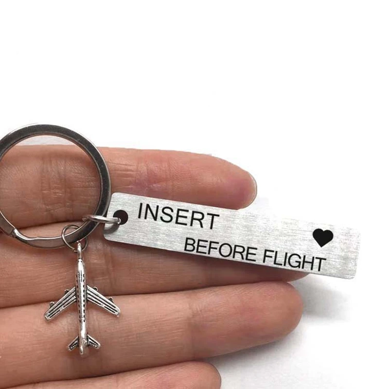 Креативный брелок Kiss Me Before Flight с прямоугольной подвеской подарок для