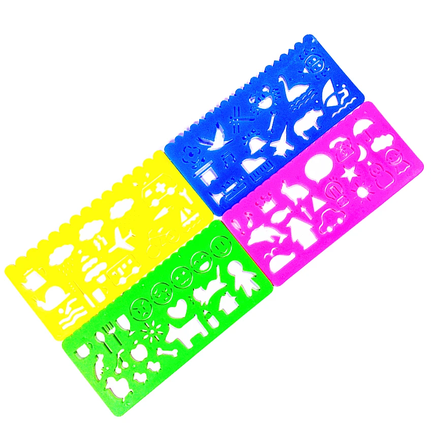 

4Pcs/Set Kawaii Candy Color Drawing Template Ruler Sewing Ruler Office School Accessories