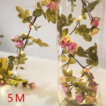 

1x String Light 5M 50LED Fake Flower String Fairy Lights Christmas Tree Wedding Party Decor (Battery Not Included)