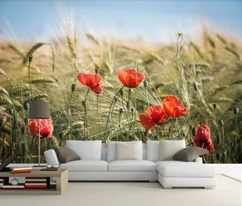 

CJSIR Custom Wallpaper Fresh Oil Painting Hand-painted Poppies Wheat TV Background Wall Living Room Bedroom 3d Wallpaper Decor