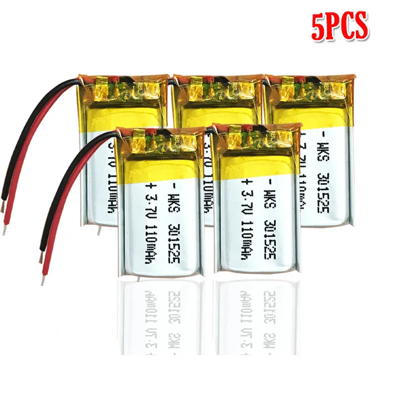 3,7 V 110mAh 301525 ithium полимерный аккумулятор для gps psp MP4 MP5 DVD маленькие игрушки аккумулятор bluetooth-гарнитуры литий-ионный аккумулятор - Цвет: 5pcs