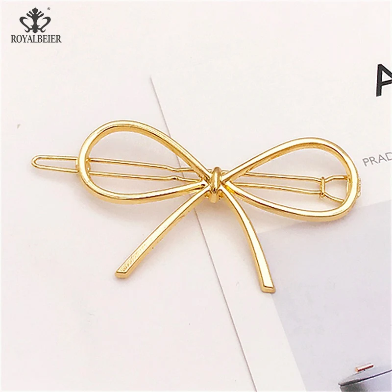 Best Selling Gold/Silver Plated Metal Triangle Moon Round Hairpin Side Clip Horsetail Clip Female Alloy Hair Accessories - Цвет: HB121a