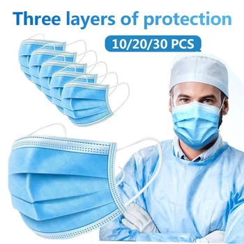 

10/20/50pcs Disposable 3 Layer Masks Gasket Safety Anti Dust and Haze Breathable Mouth Face Mask