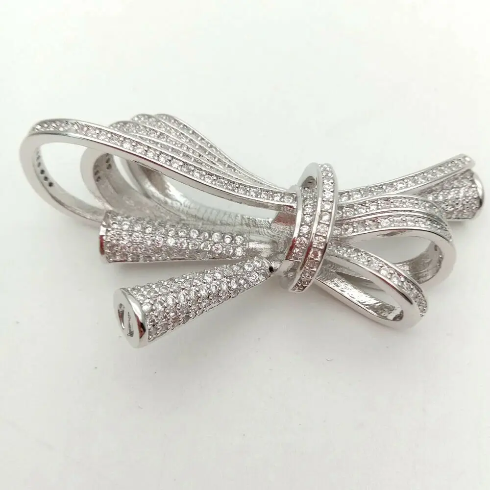 Micro pave 18k Глод заполненный прозрачный кубический цирконий бантом разъем для ожерелья