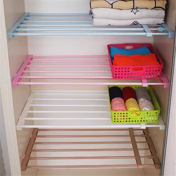 

Wardrobe Partition Storage Rack Cabinet Holder Organizer Nail Freedom Telescopic Spacer Frame Clothes Rack Kitchen Storage Shelf