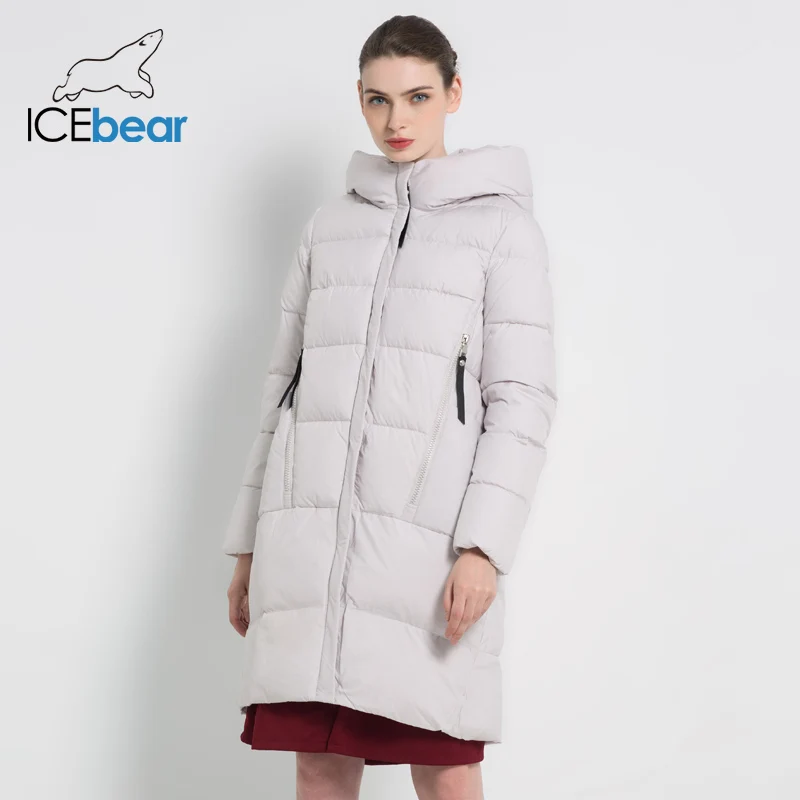 ICEbear Новая зимняя женская куртка высокого качества Женская куртка с капюшоном Женская марка одежды Элегантная качественная облегающая куртка теплая куртка GWD18209I