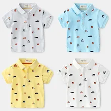 Стиль; сезон лето; модная детская одежда в Корейском стиле для мальчиков; детская футболка с короткими рукавами из чистого хлопка с рисунком машины