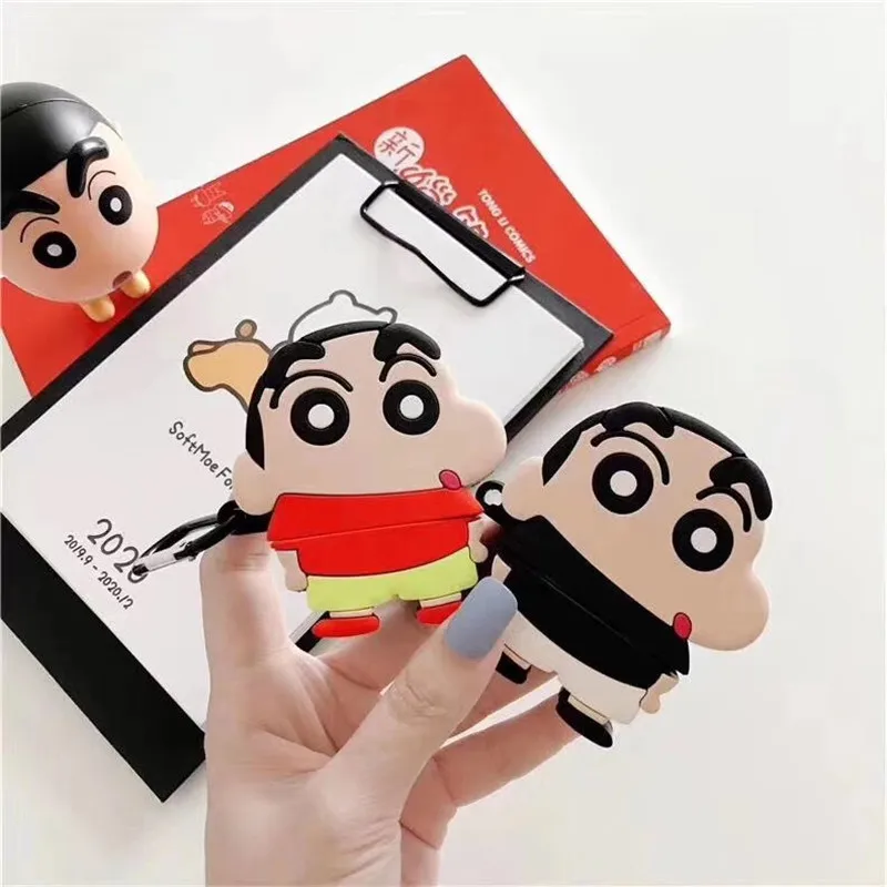 Милый чехол для наушников с 3D рисунком Crayon Shin-chan для Apple Airpods 1 2, силиконовый защитный чехол для гарнитуры Air Pods Funda