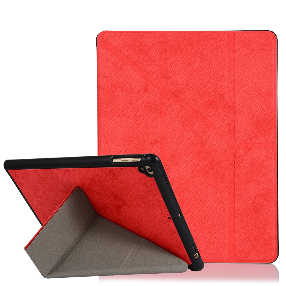 Для iPad 9,7 дюймов Pro 9,7 чехол с карандашом держатель трехстворчатая подставка задняя крышка для iPad 5 6 Air 1 2 Smart Funda HY006 - Цвет: Red