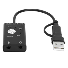 For Laptop PC USB2 0 Type C Plug And Play Virtual 7 1 Sound Card External Audio Adapter 3 5mm Microphone Jack Headphone Computer