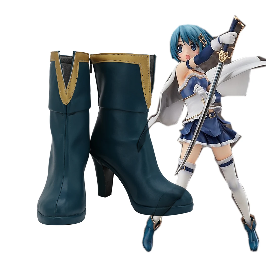 

Puella Magi Madoka Magica Sayaka Miki Cosplay Boots High Heel Shoes Custom Made