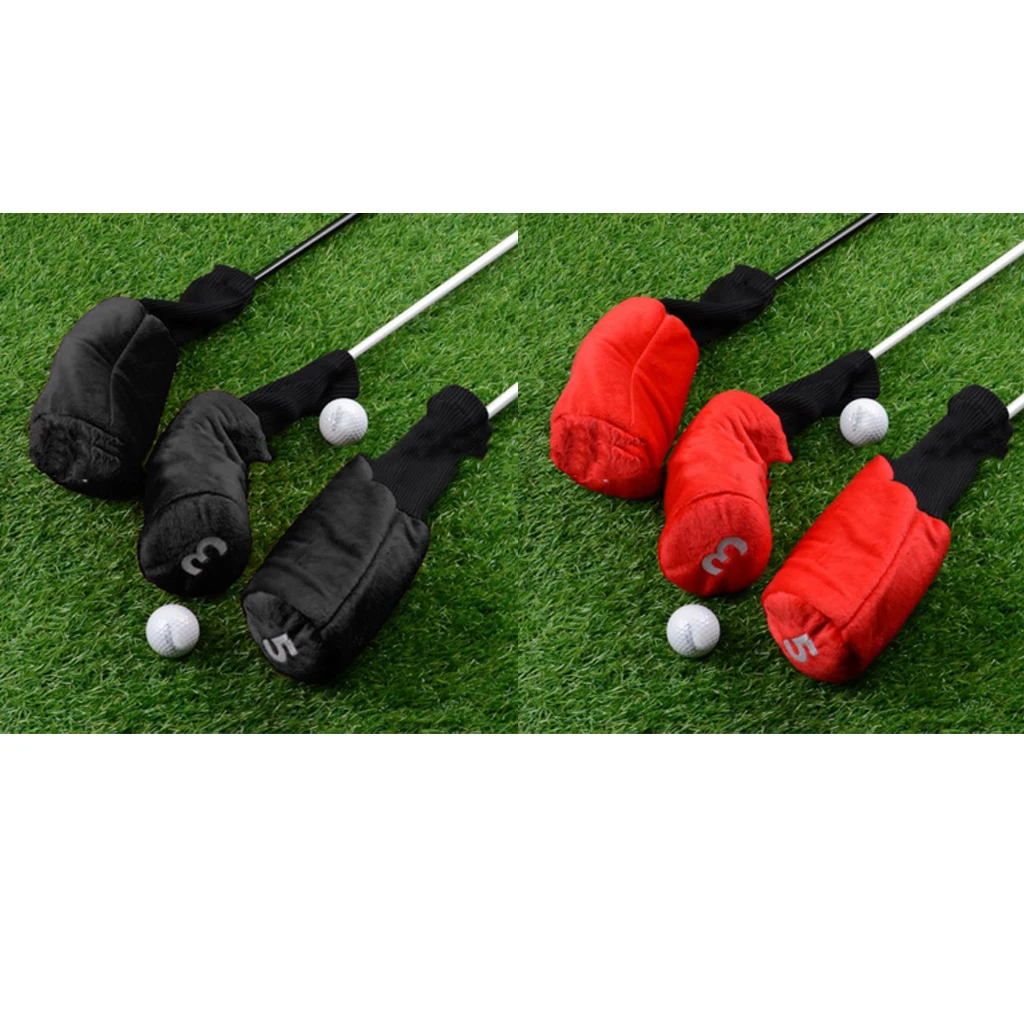 2 Set Long Neck Golf Club Head Cover Wood Driver Headcover Sleeve Bag with Number Print (1,3,5)
