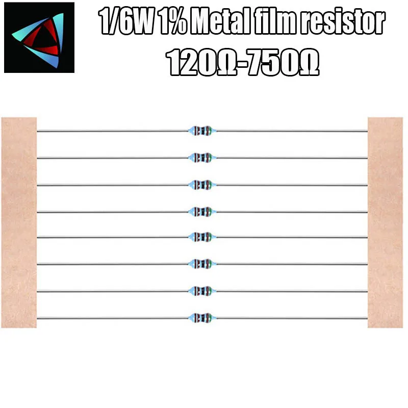 100 шт. 1/6 Вт 1% металлический пленочный резистор 120R 130 150 180 200 220 240 270 300 330 360 390 430 470 510 560
