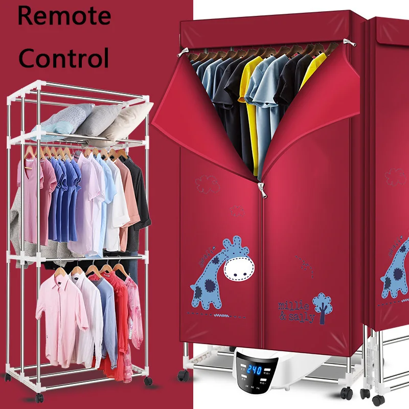 

Double-layer Remote Control Dryer Silent High-power Quick-drying Wardrobe Folding Clothes Dryer Freestanding PTC Stem