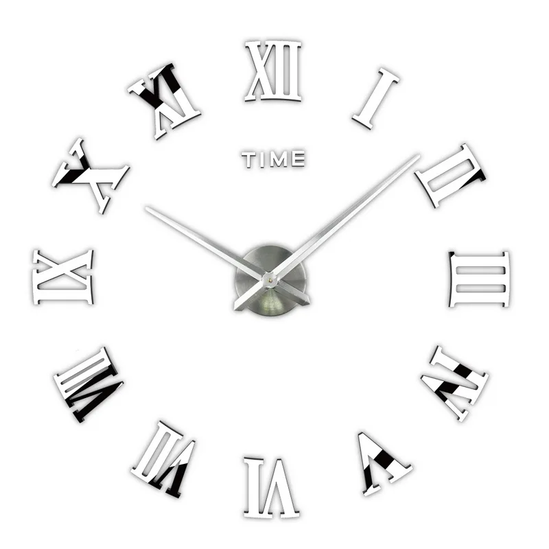 GJ 3D настенные часы Сделай Сам акриловые зеркальные настенные наклейки современный стиль Роскошный домашний Декор большие римские Кварцевые часы настенные часы