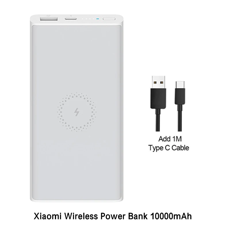 Xiaomi mi, беспроводной внешний аккумулятор, 10000 мАч, Qi быстрое зарядное устройство, PLM11ZM, внешний аккумулятор для iPhone, Sumsung mi Phone - Цвет: white Add Type C
