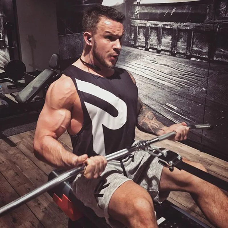 Стильный жилет для занятий фитнесом для детей, майка для бега, впитывающая пот, дышащая футболка без рукавов из чистого хлопка, свободная футболка с принтом R