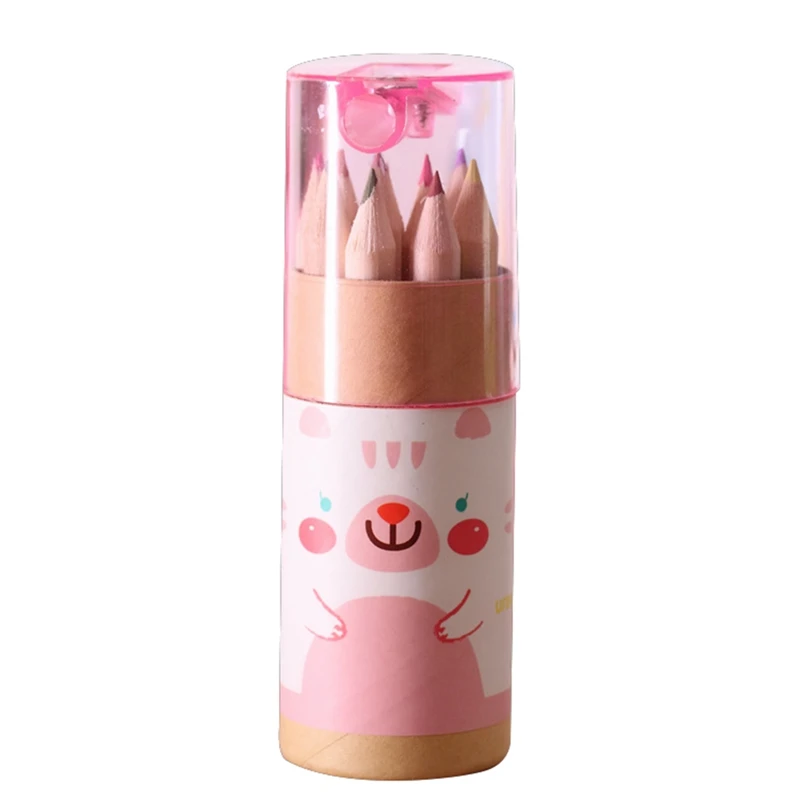 Creative Cartoon Cute Mini Bear 12 Color Pencil Brush Painter Student Color Pencil Pencil Holder Cover Is Pencil Sharpener