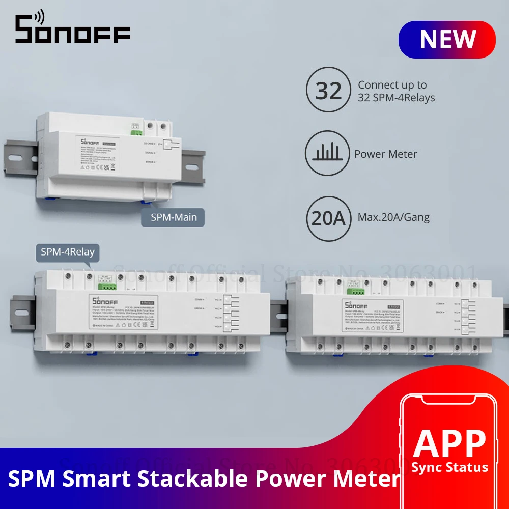 Умный Штабелируемый измеритель мощности SONOFF SPM 20 А/комплект защита от перегрузки