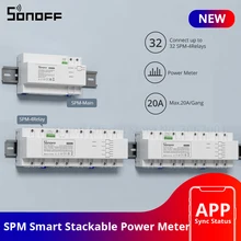 SONOFF SPM inteligentny miernik mocy do układania w stos 20A Gang zabezpieczenie przed przeciążeniem monitorowanie zużycia energii obsługa przechowywania danych na karcie SD tanie tanio CN (pochodzenie) Gotowa do działania SONOFF SPM Smart Stackable Power Meter SPM-Main SPM-4Relay 100-240V 50 60Hz 50mA Max