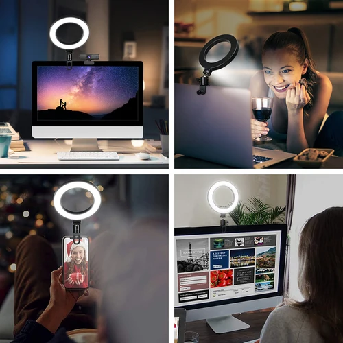 6.3 인치 LED 링 조명 라운드 램프 셀카 라이브 스트리밍 USB 데스크탑 클립 유튜브 맥북 PC 노트북 컴퓨터 틱톡 스트림, 라이브 스트리밍 조명 스마트폰 휴대용 3