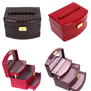

1Pc New Luxury Pu Leather Jewelry Gift Box 3 Layers Jewellery Display Box Packaging Case Exquisite High Quality Makeup Bag