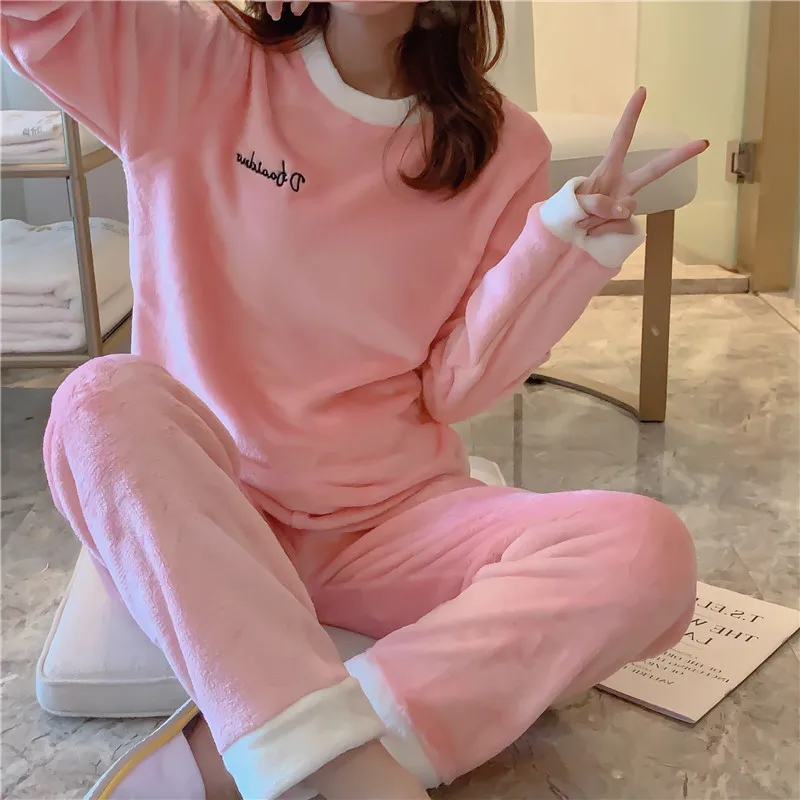 

Kee Shing Warm Set Fairy Set Winter Pajamas Korean-style Casual Warm Women's Pullover Students Flannel