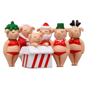 

6pcs/lot Cartoon jenny pig PVC Action Figure Christmas nicknack Miniature gardening figures Model Toys Kids Gift