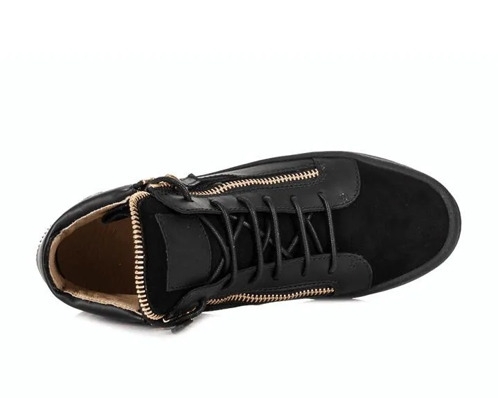 Новинка; мужские кроссовки; замшевые черные туфли с высоким берцем; мужские туфли на плоской подошве на молнии со шнуровкой и круглым носком в стиле хип-хоп; Masculino; дизайнерская мужская обувь