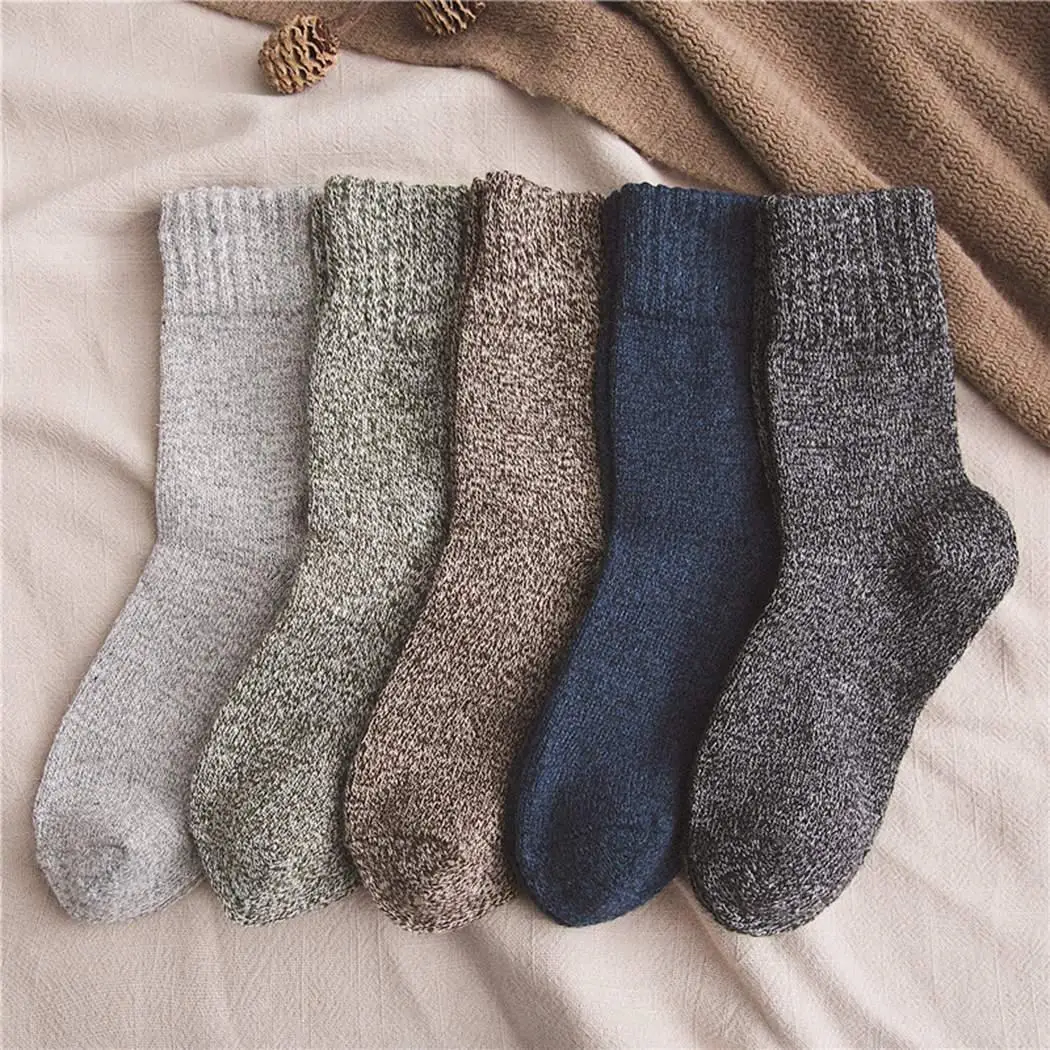 

Men Thick Winter Warm Breathable Sweat-absorbing Casual Solid Random Knit Socks Home, Daily Life Autumn,