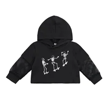 Recién Nacido bebé niñas niños Sudadera con capucha de primavera otoño niños pequeños hombre calavera de malla de impresión de empalme manga larga con capucha Tops ropa Casual