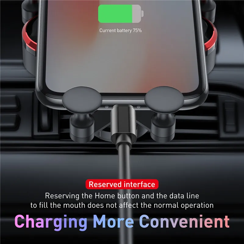 USLION Gravity Автомобильный держатель для телефона в Автомобиле вентиляционное отверстие Клип держатель для телефона GPS Держатель с подставкой для iPhone X samsung Xiaomi huawei