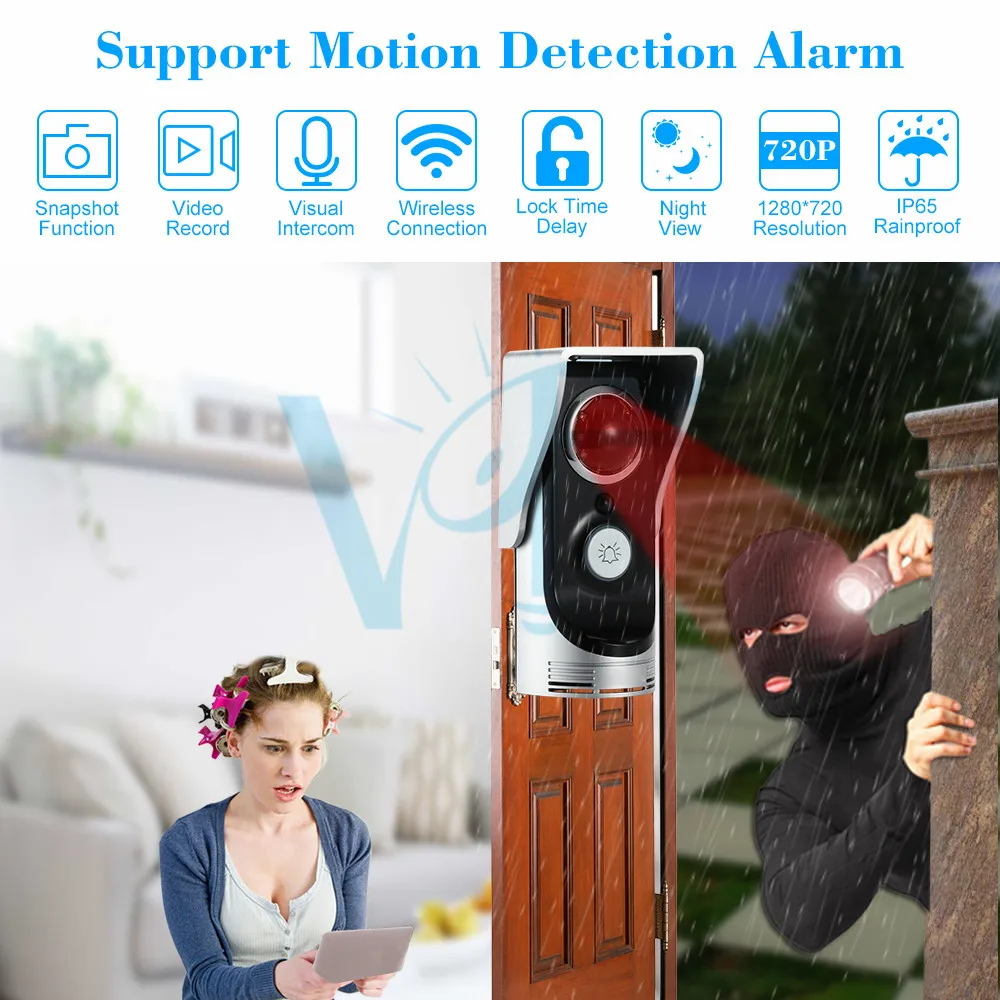10 шт./лот серебристый 720P беспроводной видеодомофон dos camaras Wi Fi домофон камера