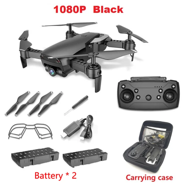 LAUMOX M69G Радиоуправляемый Дрон с 4K широкоугольной HD камерой Дрон wifi FPV селфи Дрон оптический поток складной Квадрокоптер Вертолет Vs E58 - Цвет: 1080MP Black 2B CB