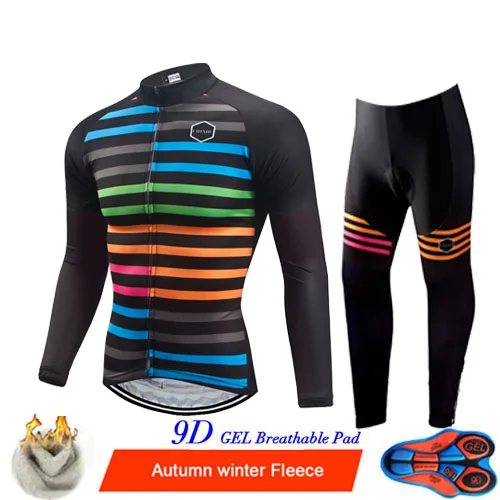 Cycling Set Uhtxhu зимняя велосипедная одежда велосипедные наборы для мужчин термальная флисовая велосипедная форма Джерси Набор шоссейные велосипедные майки костюм для езды на горном велосипеде - Цвет: Cycling Set