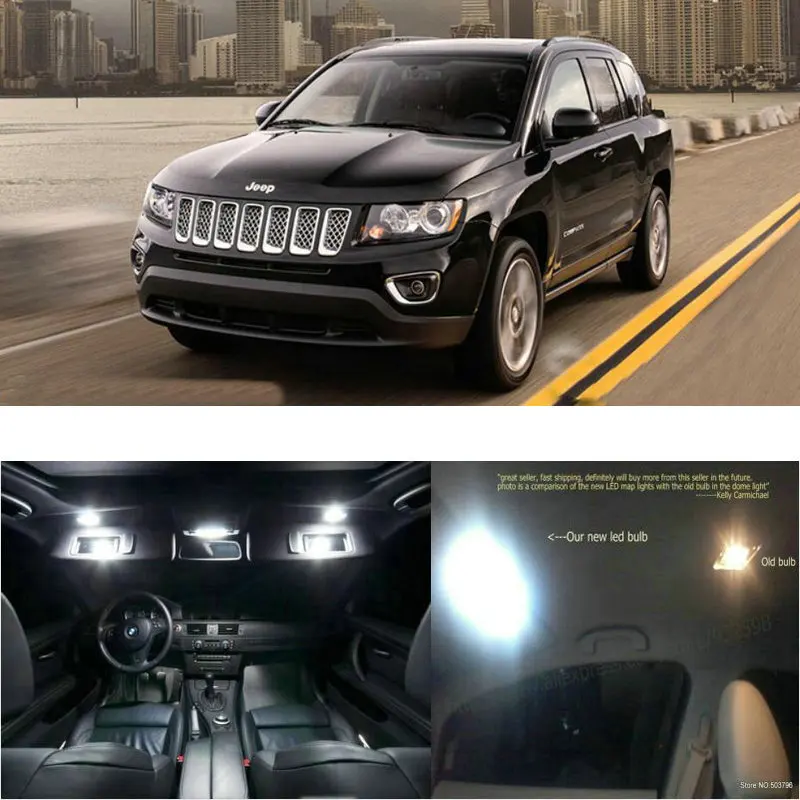 

LED Interior Car Lights For jeep compass room dome map reading foot door lamp error free 4pc