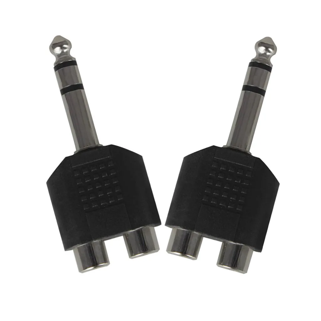 6.35mm Headphone Mic Audio Cable Converter Adapter 1 Male To 2 Female