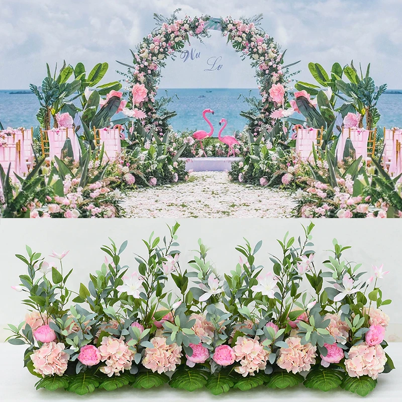 Arreglo de flores artificiales FONDO DE BODA arco Decoration de pared de flores DIY boda camino de dirección boda