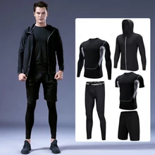 Для мужчин 5 шт. комплекты спортивные костюмы быстросохнущая одежда ДЛЯ БЕГА МОДНЫЕ джоггеры тренировки Спорт Фитнес спортивные костюмы одежда для бега для 8 Стиль