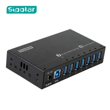 Sipolar 7 Порты и разъёмы промышленных USB 3,0 концентратор и 1A выход зарядное устройство для мобильного телефона с стены/DIN rail монтируемый