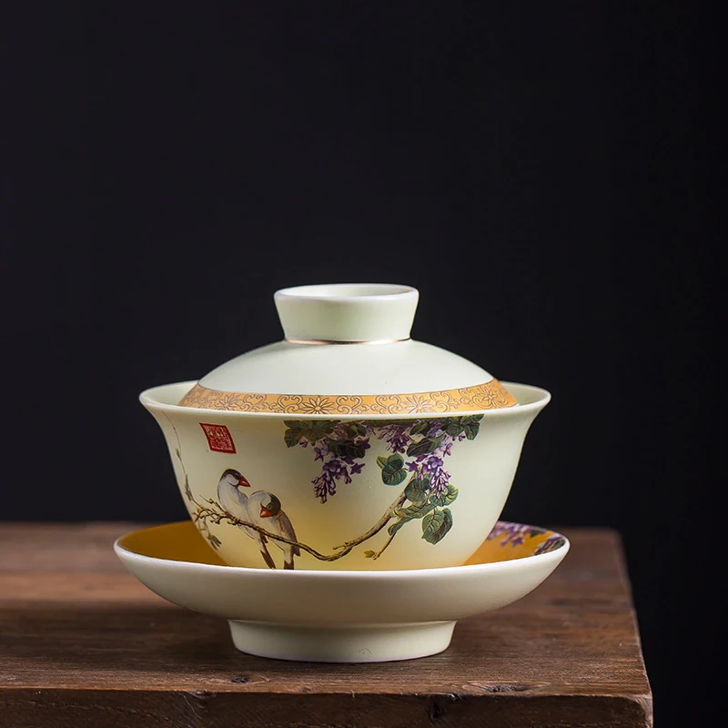 Gaiwan керамическая чайная соусница для тарелки крышка набор для чая 140 мл Jingdezhen мастер чашка пиалы для чая Посуда для напитков кружка для Пуэра в качестве украшения подарки