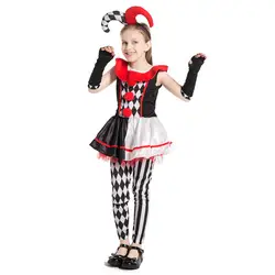 Трансграничной для детей Детский жакет из денима для девочки; гибкие юбка клоуна на Хэллоуин карнавальный вечерние этап игры костюмы для