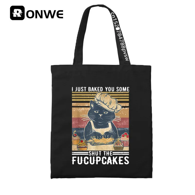 Bolso Retro de lona para mujer, bolsa de lona para compras de Fucupcakes, ecológico, para los 90, envío directo