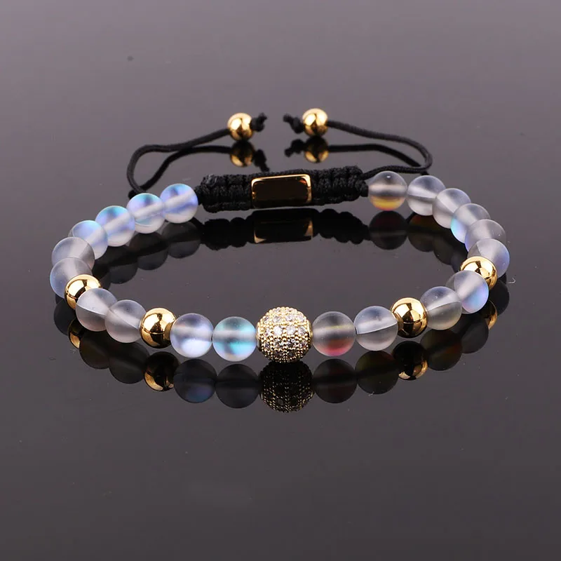 High Quality New Fashion 6mm Natural Stone CZ Pave CharmBeads Custom Macrame Bracelet Jewelry For Men Women - Image 2