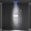 Stainles Steel 304 16inch 40cm Square Bluetooth Music LED Shower Head Panel Set Spray Rainfall Steam Thermostatic Mixer Faucet 2